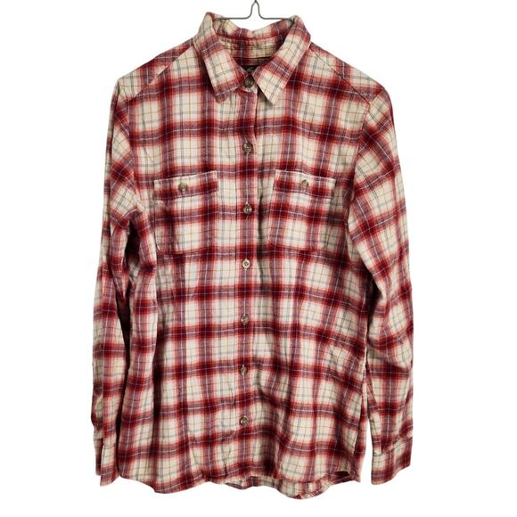 Eddie Bauer Plaid Button Down Long Sleeve Top Womens Size Medium M - Picture 1 of 4